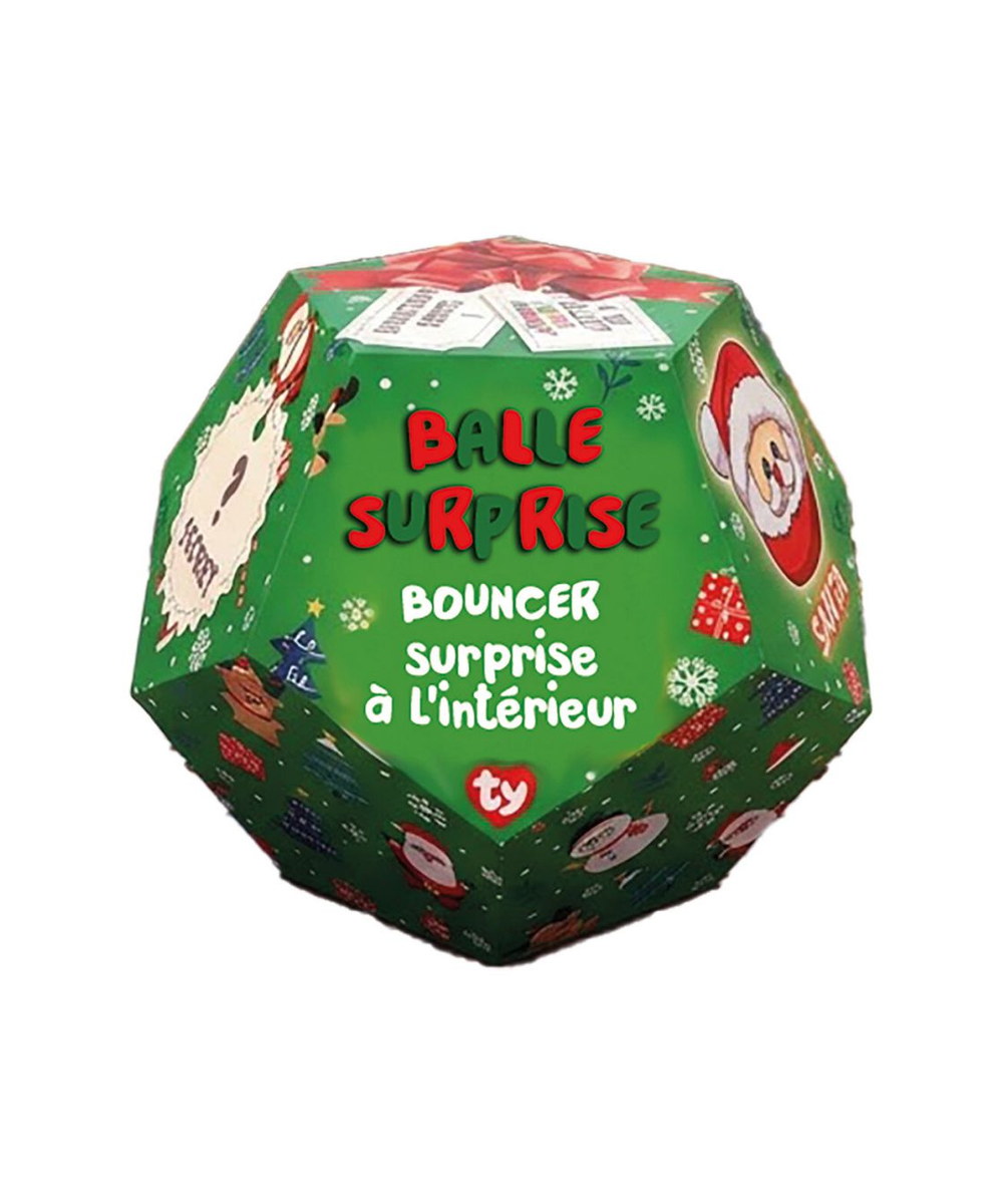 Balle surprise rebondissante Noël de la marque TY, sur fond blanc