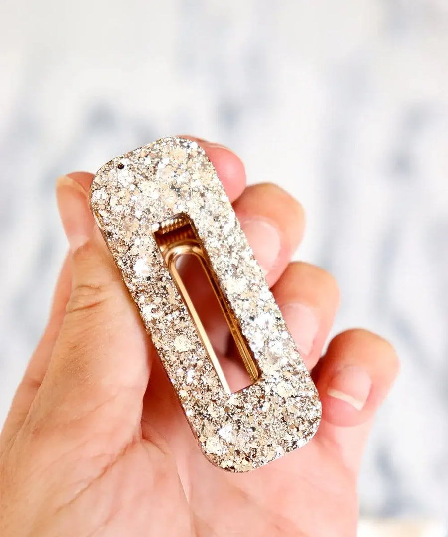 Barrette Paillettes Champagne forme triangle