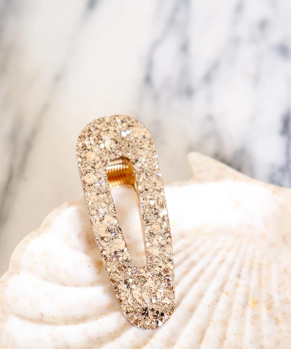 Barrette Paillettes Champagne forme triangle