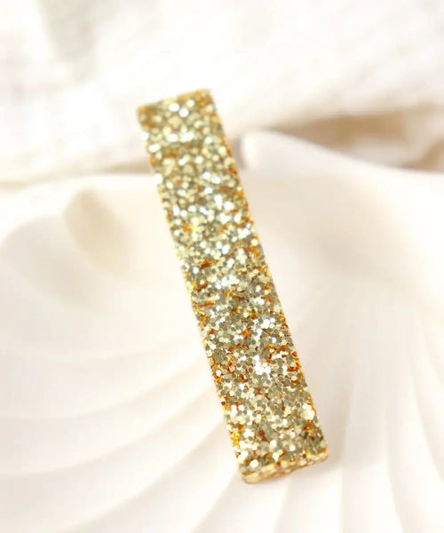 Barrette Paillettes Or forme droite