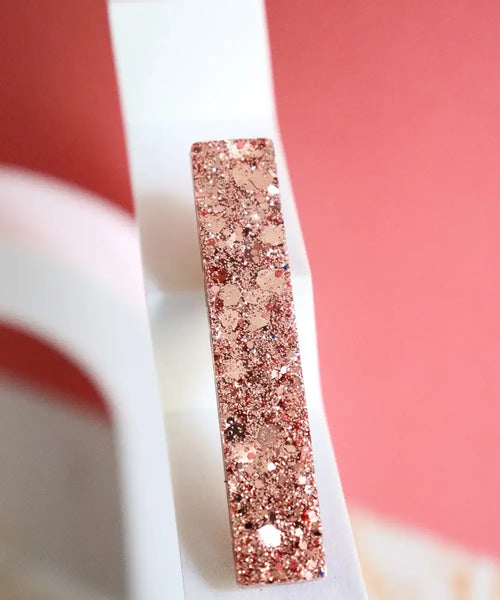 Barrette Paillettes rose gold forme droite