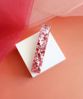Barrette Paillettes vieux rose holographique forme droite