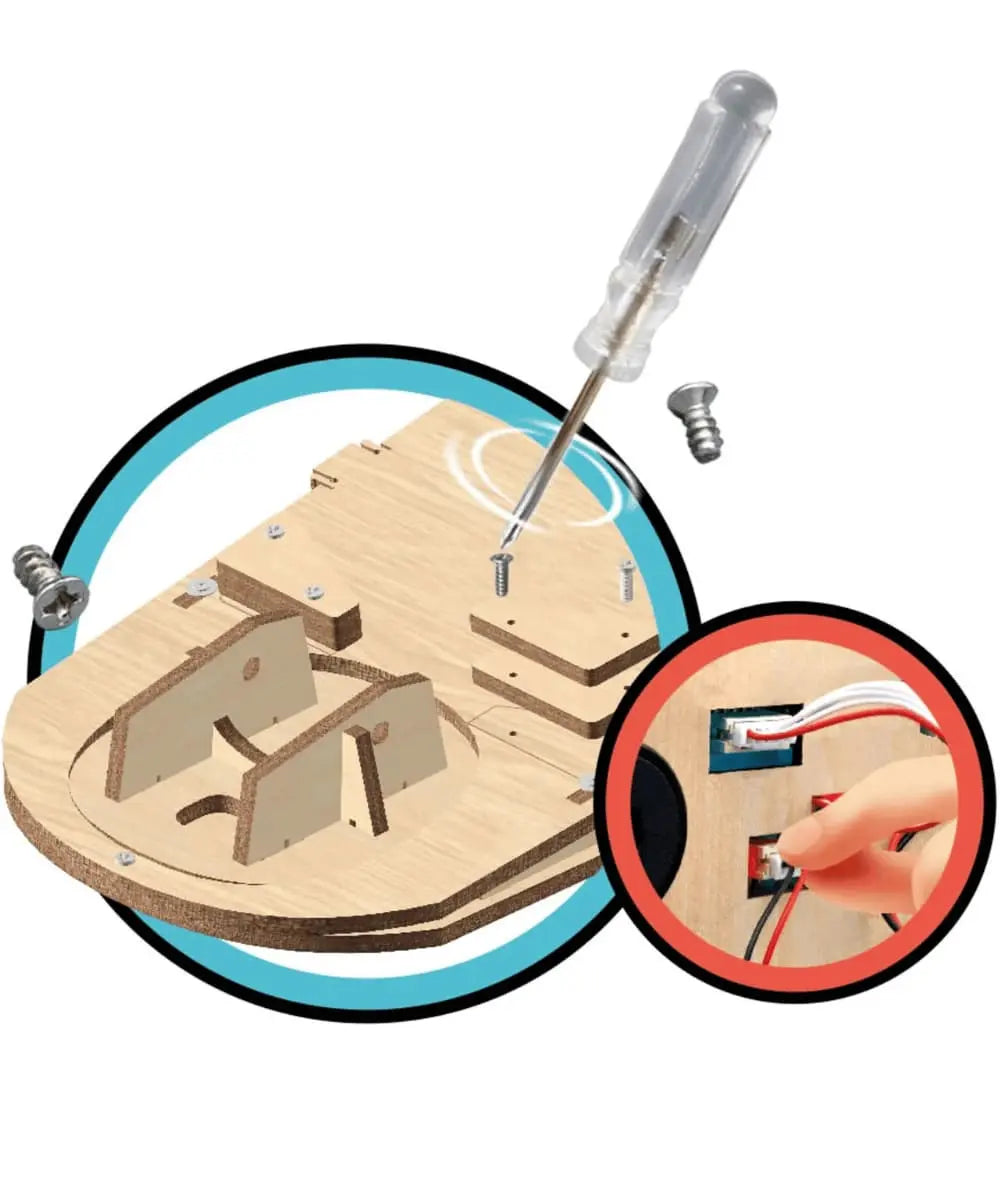 Tout le nécessaire pour monter le panier électronique est présent dans le coffret Buki.