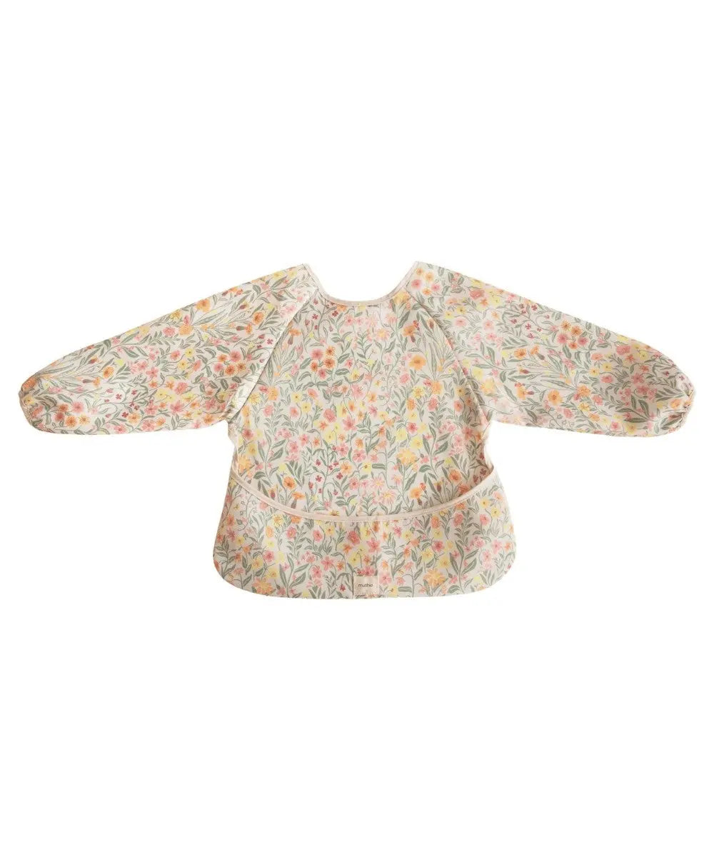Bavoir à manches longues Pastel Blooms de la marque pour enfant Mushie