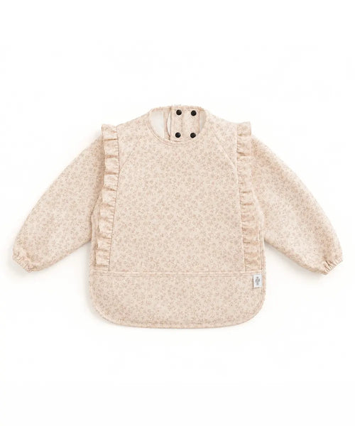 Bavoir-tablier imperméable à manches longues avec poche ramasse miettes de la marque Mrs Ertha, certifié oeko tex.