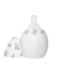 Biberon anti colique en silicone 150 ml elhee motif elephant avec tetine debit lent.