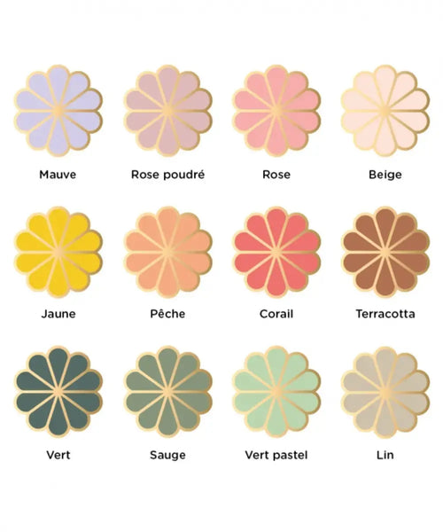 Détail des coloris des Bijoux de mur Fleur en plexiglas