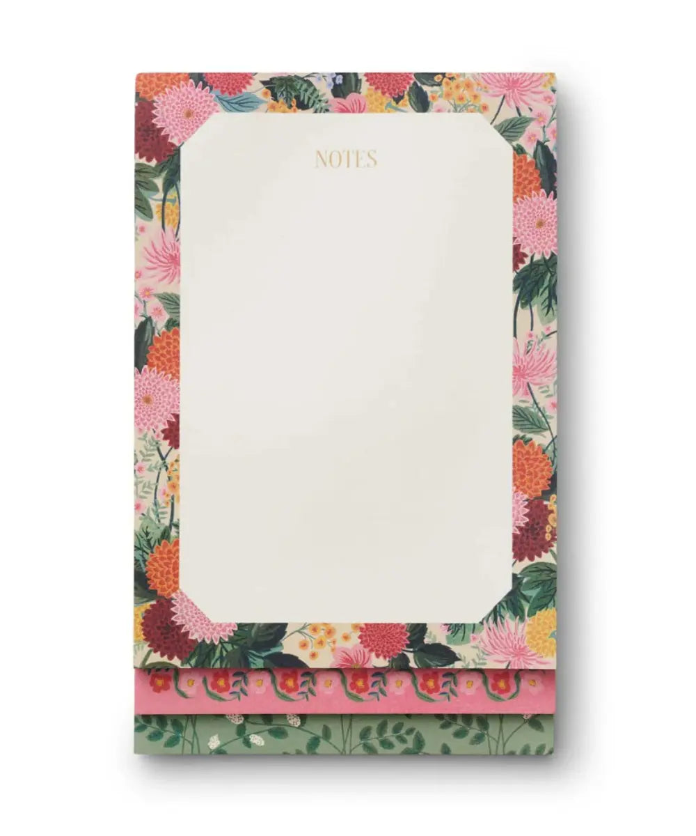 Grand bloc notes d organisation 3 sections a motif floral dahlia et dorures par rifle paper co.