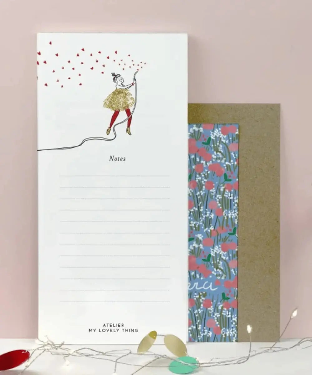 Papeterie de bureau : bloc-notes format liste avec illustration cœurs My Lovely Thing.