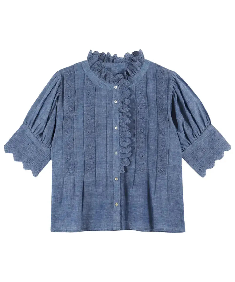 Blouse Broderies Anglaises Chambray de la marque française Emile et Ida