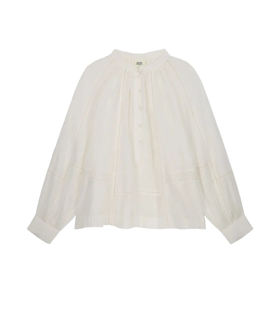 Détail du Blouse Cora écrue en voile de coton de Hartford