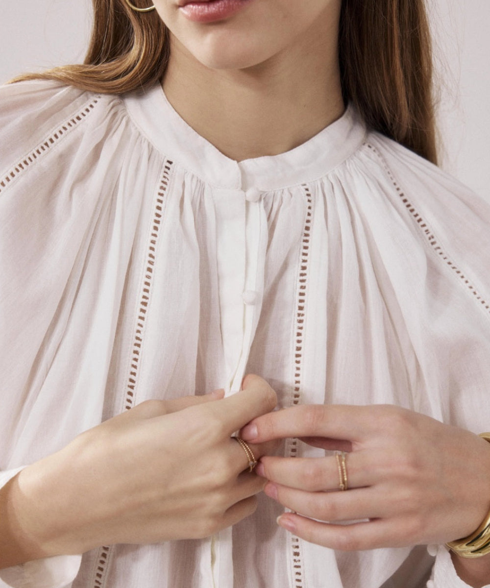 Blouse Cora écrue en voile de coton de Hartford