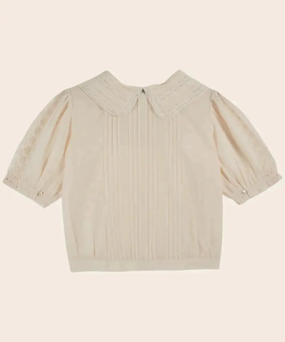 Blouse vintage Crème en coton Biologique de la marque Emile & Ida sur fond blanc