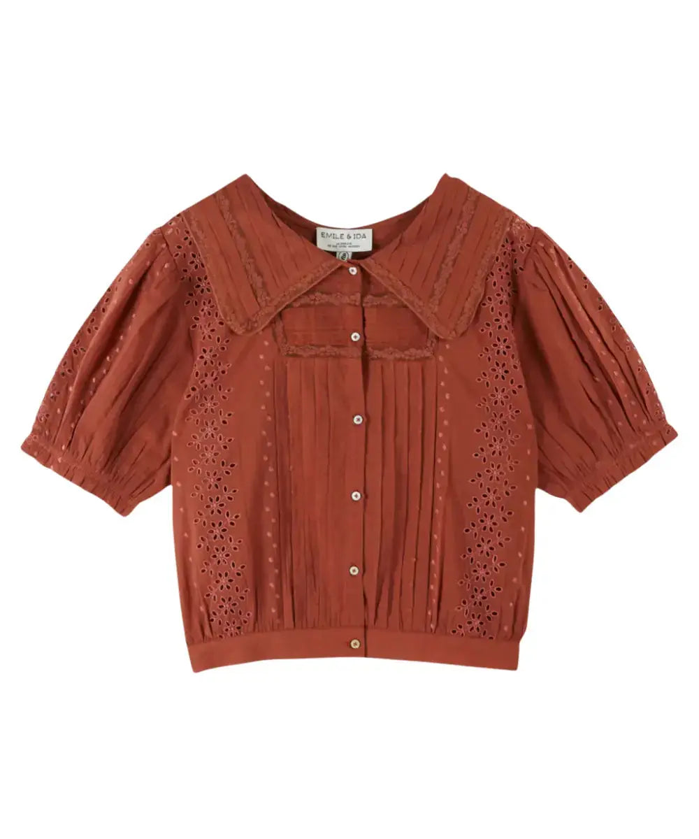 Blouse vintage Delicate Sienne de la marque Emile et Ida sur fond blanc