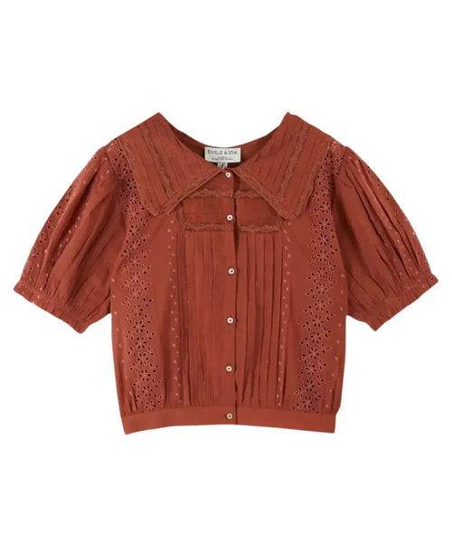Blouse vintage Delicate Sienne de la marque Emile et Ida sur fond blanc