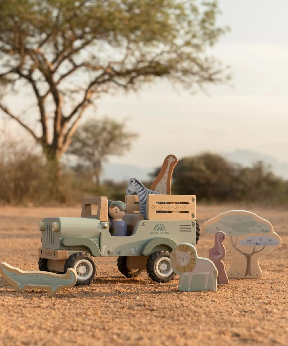 Vue complémentaire de Boîte à formes Voiture de Safari en bois - Safari Friends de la marque Little Dutch