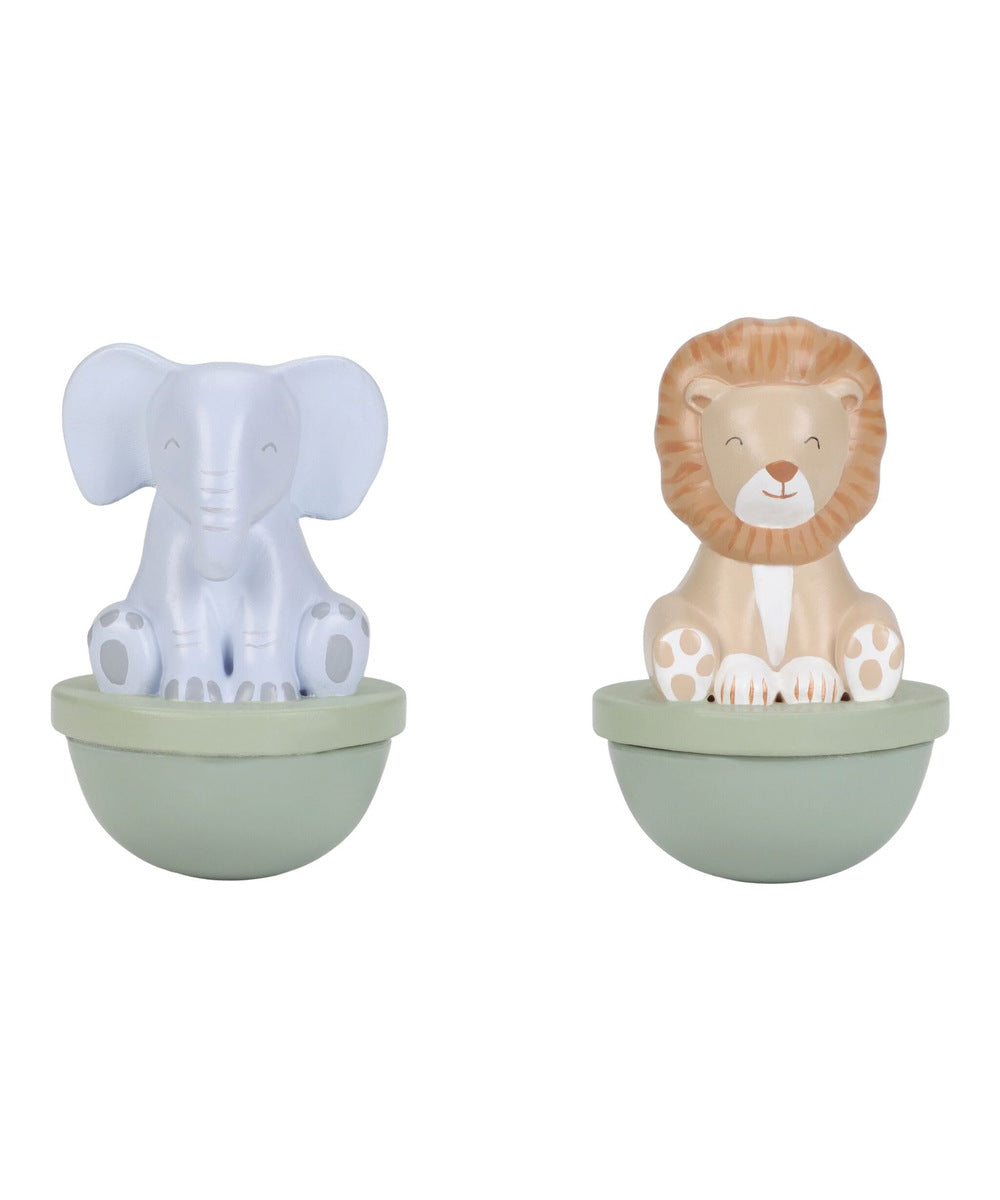 Lion et éléphant de la boîte à musique Little Dutch sur fond blanc