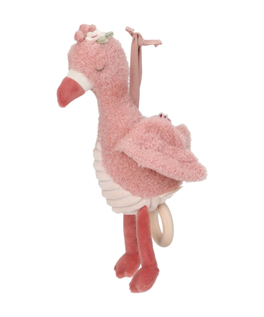 Boîte à musique flamant rose Safari Friends Little Dutch sur fond blanc
