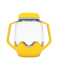 Bocal de jeu sensoriel lumineux jaune Glo Pals sur fond blanc