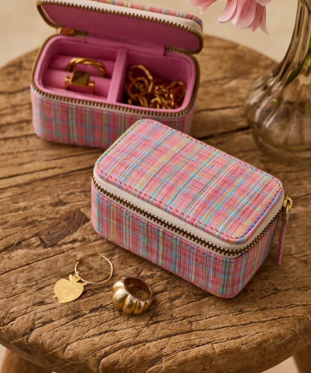 Boîte à bijoux Soumaya Pink Pomelo Checks Louise Misha