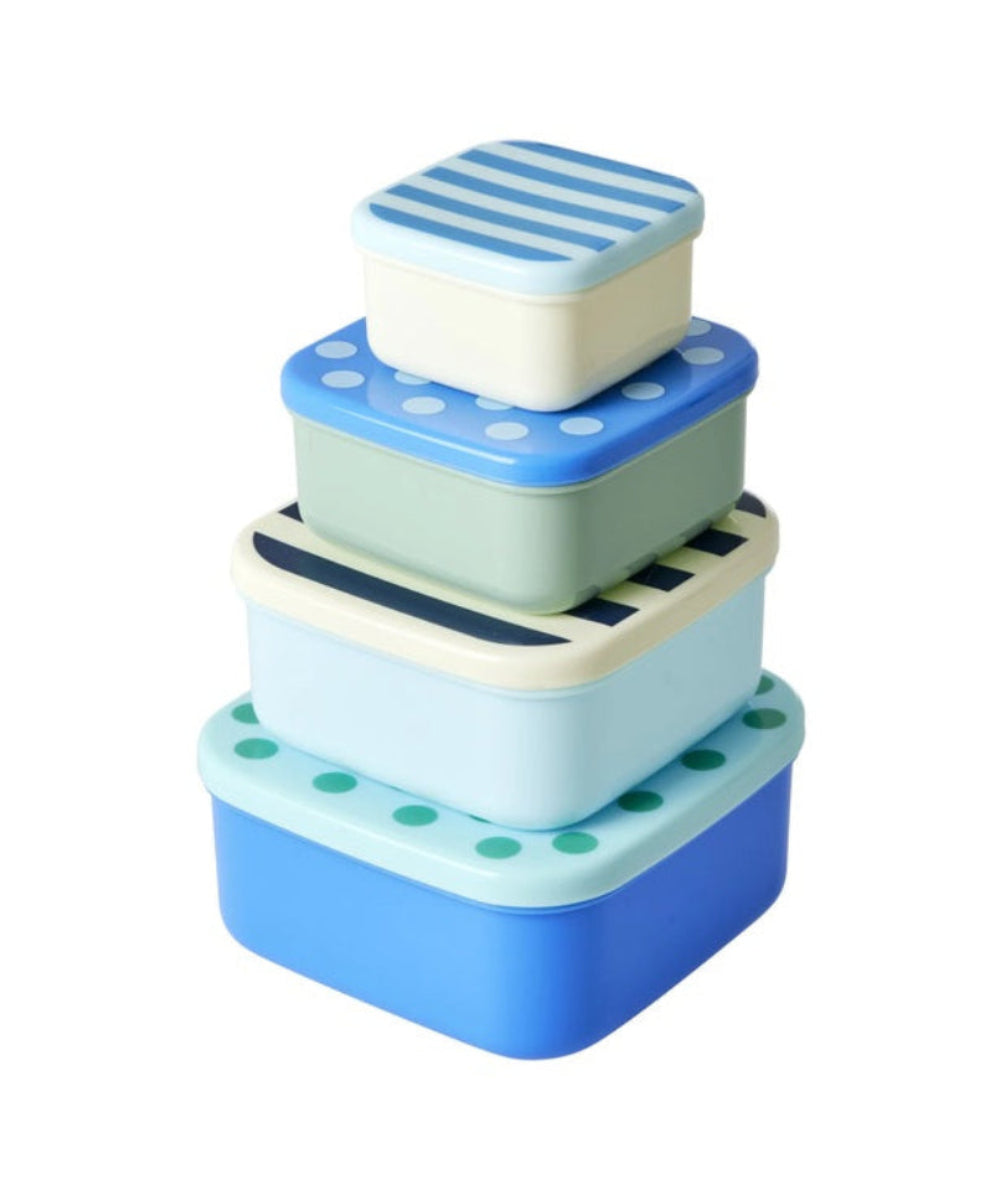 Set de Boîtes en plastique Bleues Rayures ou pois de la marque Rice