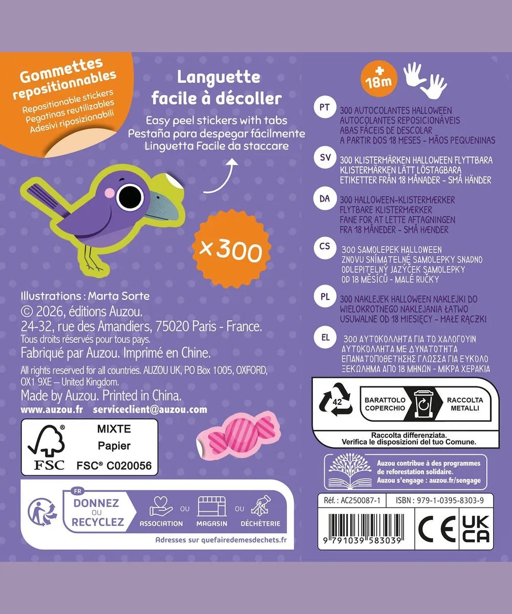 Gros plan en situation de Boîte métal - 300 gommettes halloween de la marque Auzou