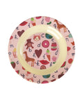 Assiette creuse en mélamine ABC rose de la marque Rice, sur fond blanc