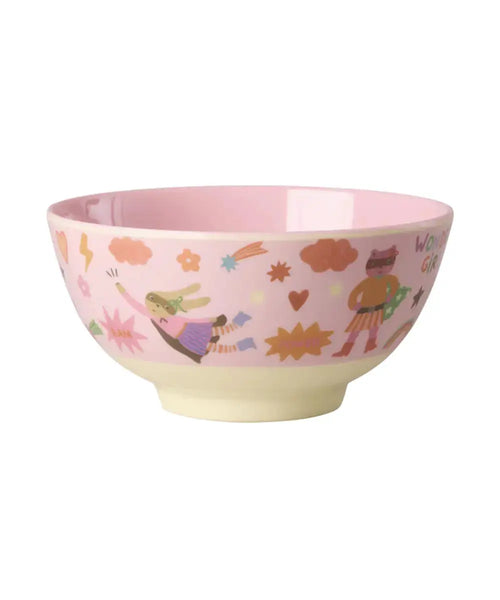 Bol en mélamine format medium et imprimé Héros Rose de la marque Rice