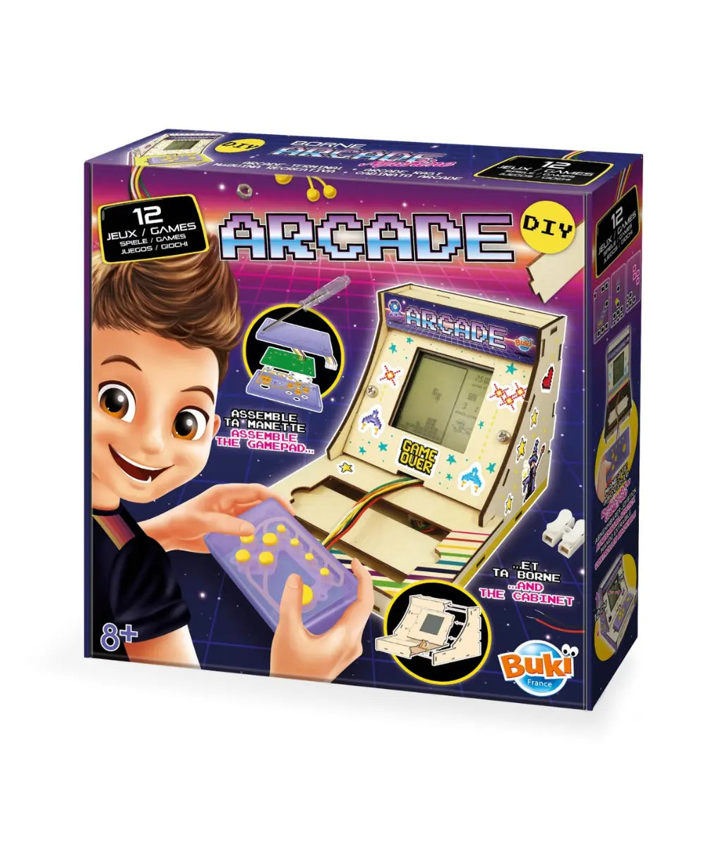 Borne d arcade en bois a construire soi meme buki france avec ecran et manette.