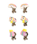 Carte de trois paires de clips d oreilles sans percage motifs licorne arc en ciel et etoile de la marque pour enfant Souza
