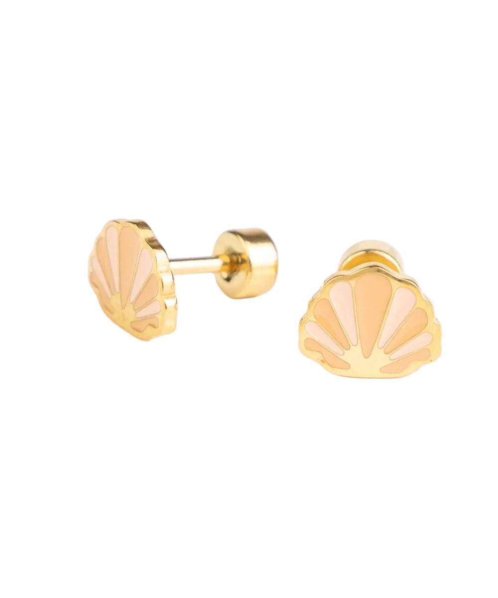 Boucles d'oreilles pour enfant Coquillage doré en acier inoxydable plaqué or de la marque Mrs. Ertha