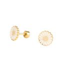 Boucles d'oreilles enfant Marguerites en acier inoxydable plaqué or de la marque Mrs. Ertha