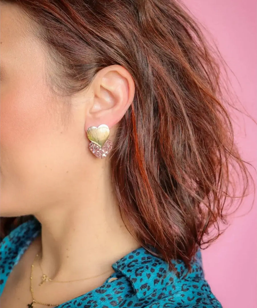 Boucles d'oreilles Caroline Rose gold portées