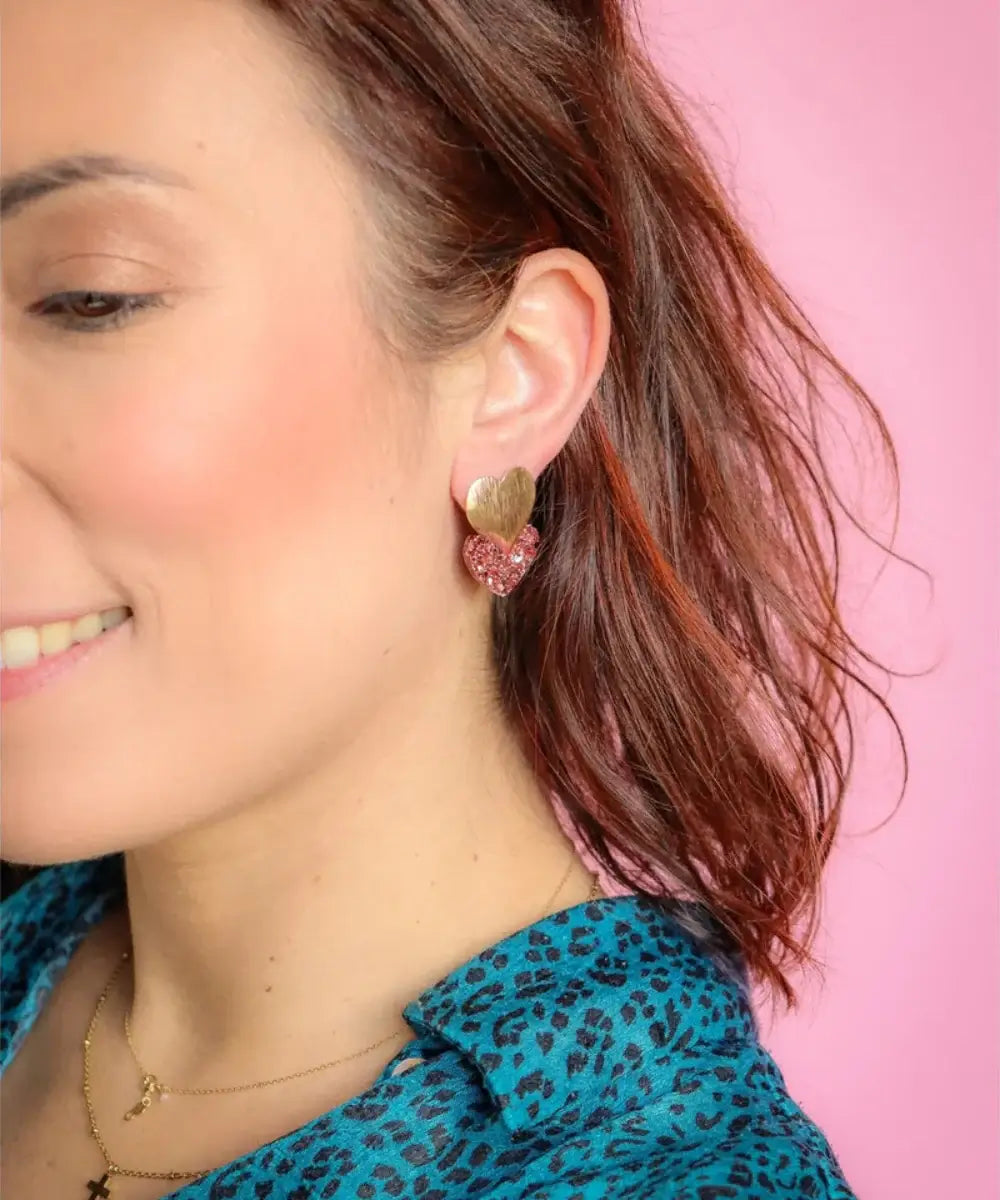 Boucles d'oreilles Caroline Rose gold vues de profil