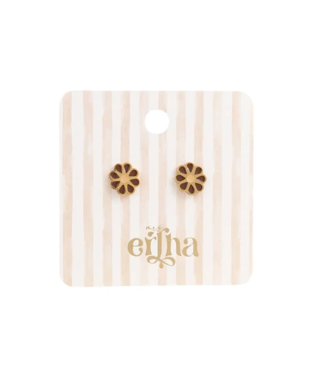 Boucles d oreilles puces pour enfants en acier dore avec dos plat et fermoir a vis anti pique.