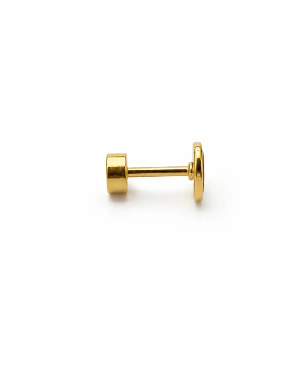 Boucles d oreilles puces pour enfants en acier dore avec dos plat et fermoir a vis anti pique.