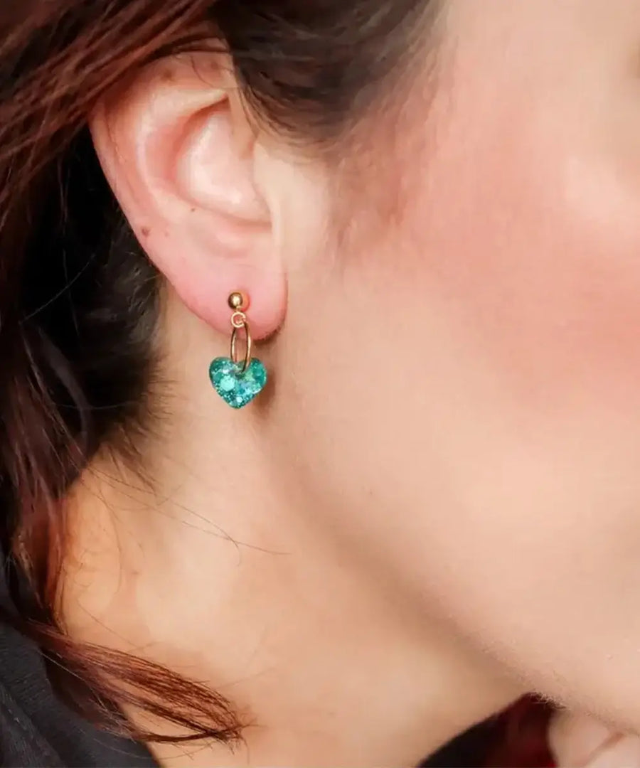 Boucles d'oreilles Lucie Turquoise portées