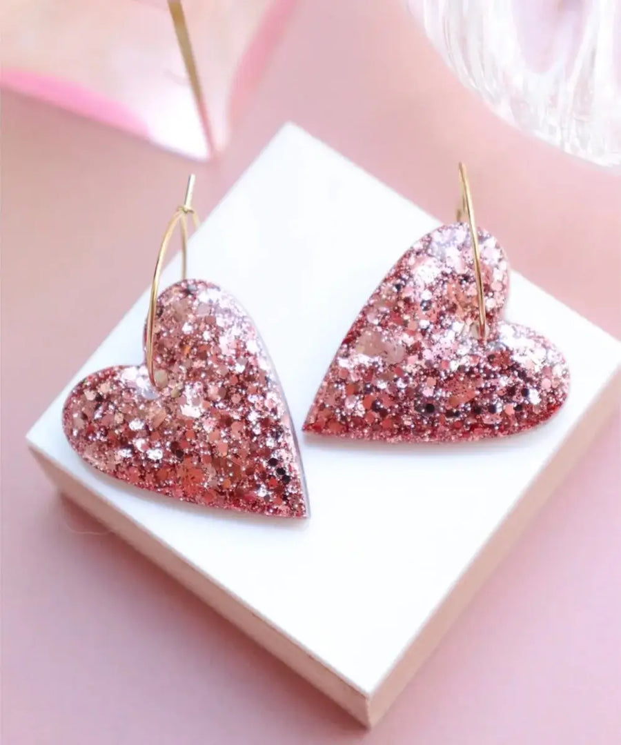 Boucles d'oreilles Mimi Rose Gold en forme de coeur