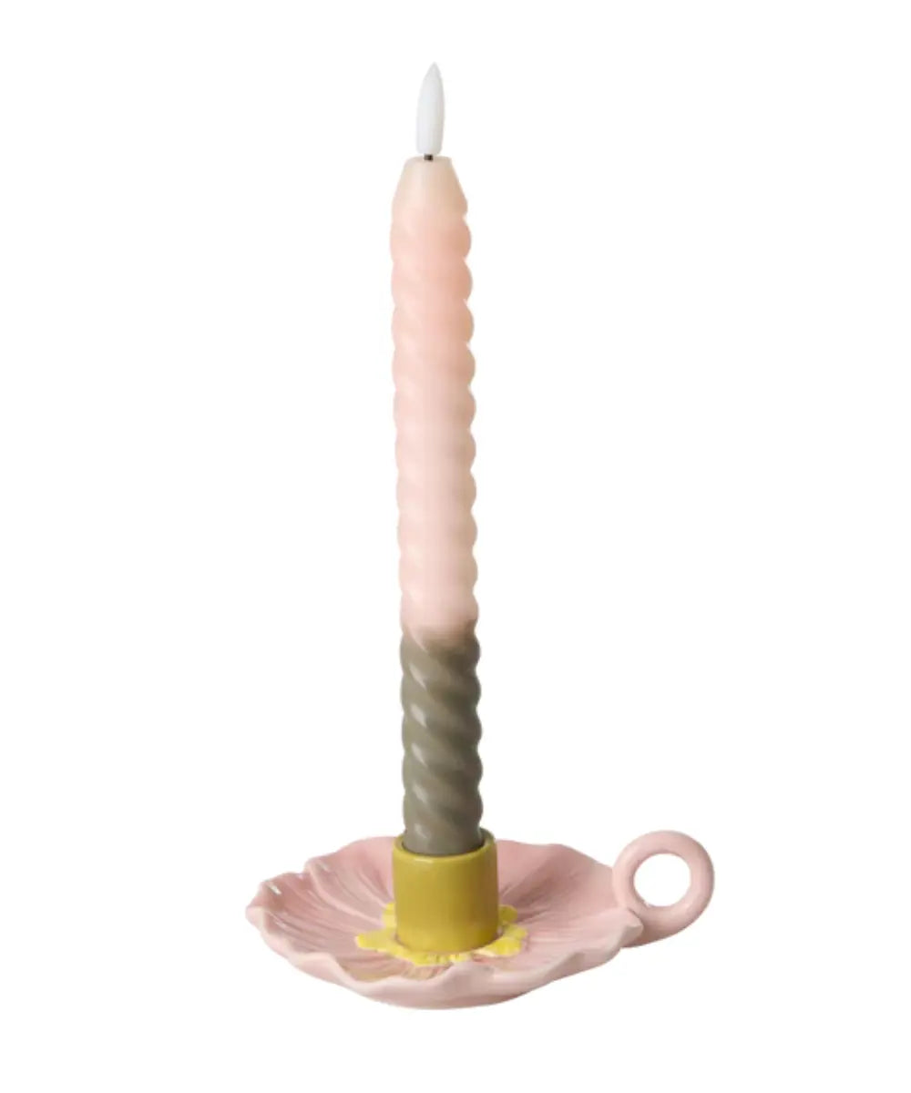 Bougeoir en céramique rose en forme de fleur Pretty Pink pour chandelle RICE.