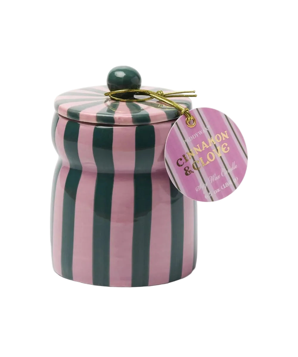 Bougie Cabana Cannelle & clou de girofle - Rose & vert de la marque Paddywax, sur fond blanc