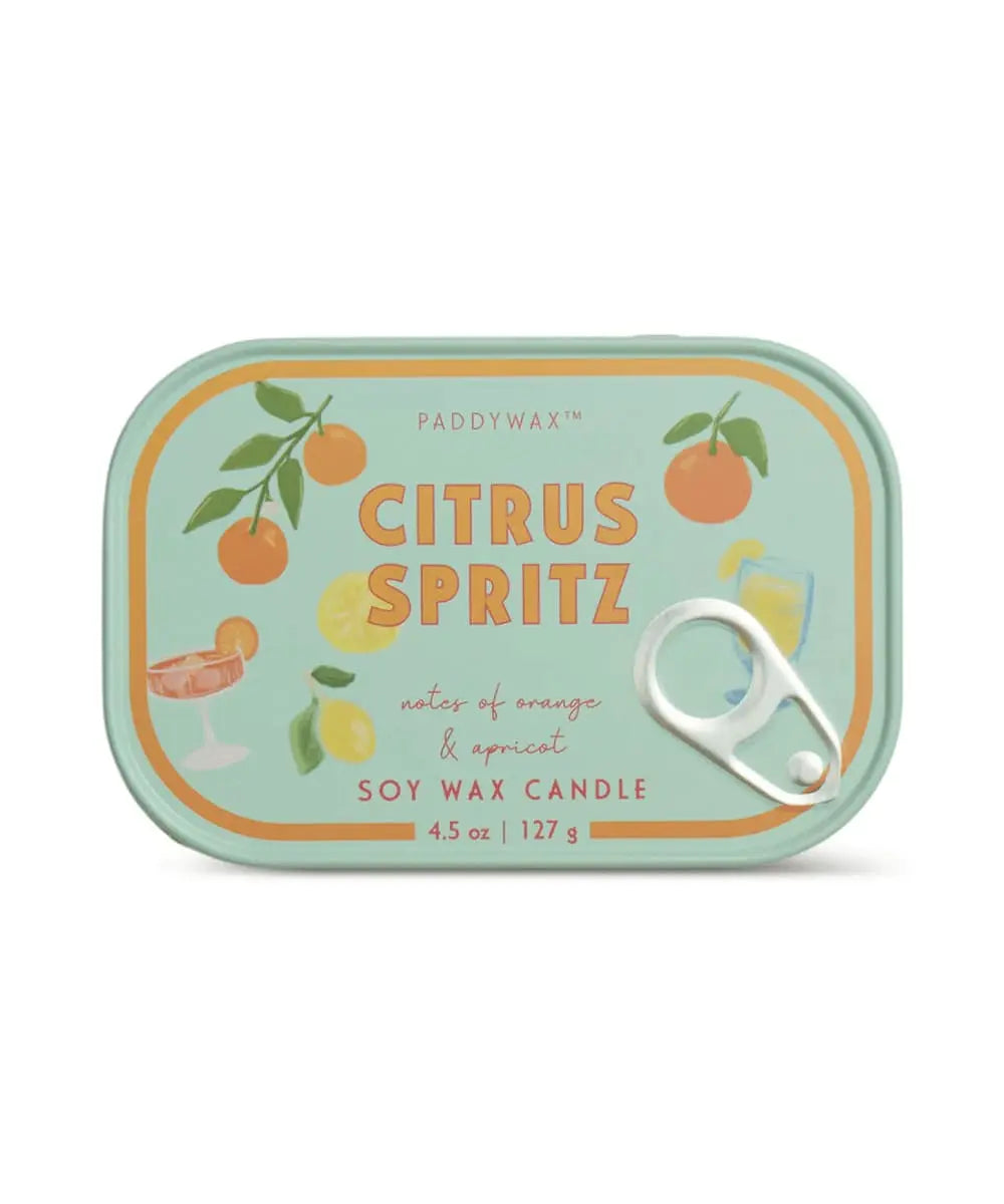 Bougie boîte de conserve rétro Citrus Spritz Paddywax collection Bistro. Disponible chez Merci Léonie