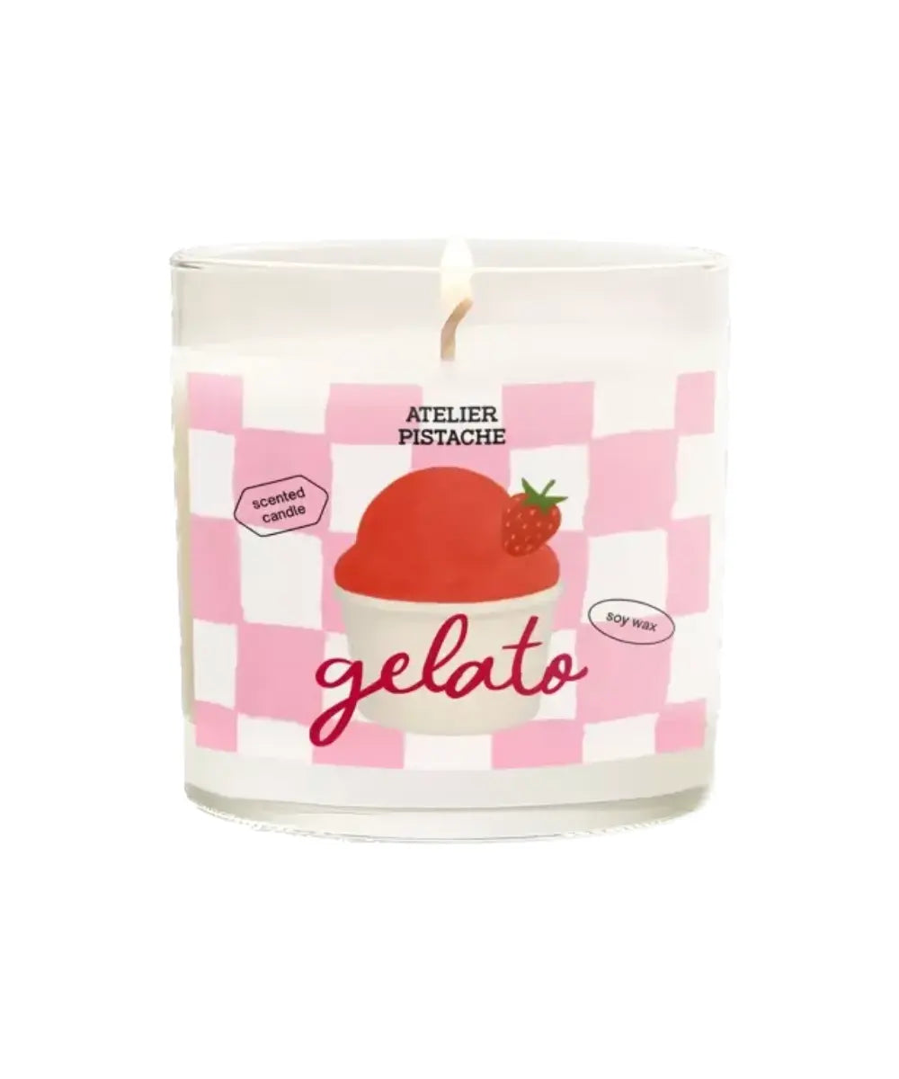 Bougie Fragola senteur Fraise de la marque Atelier Pistache sur fond blanc
