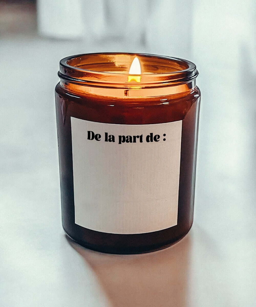 Étiquette personnalisable au verso de la bougie Muisti