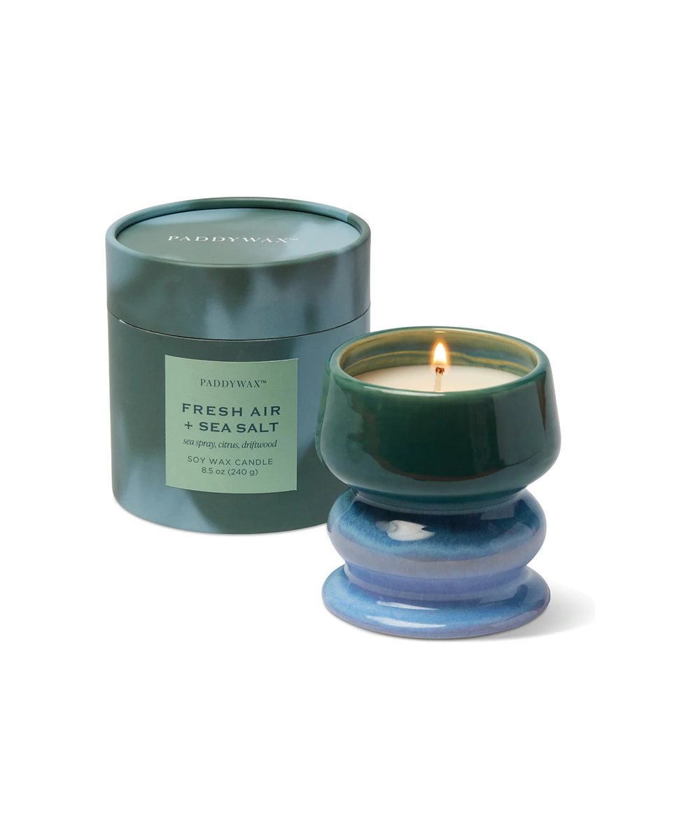 Bougie Melt Air frais & sel marin - Bleu & vert de la marque Paddywax, sur fond blanc