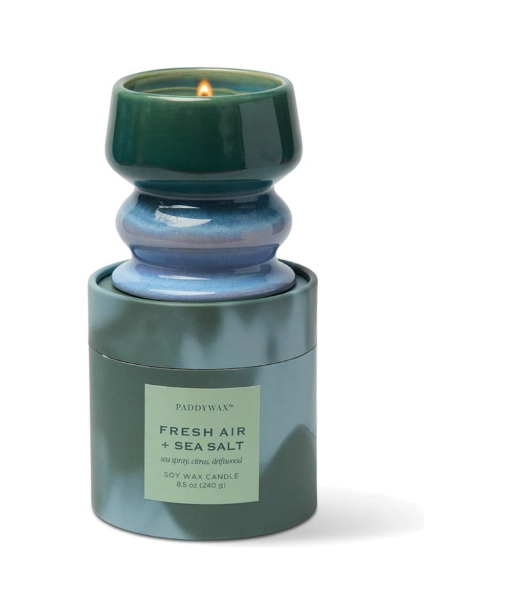 Vue produit de Bougie Melt Air frais & sel marin - Bleu & vert de la marque Paddywax, sur fond blanc