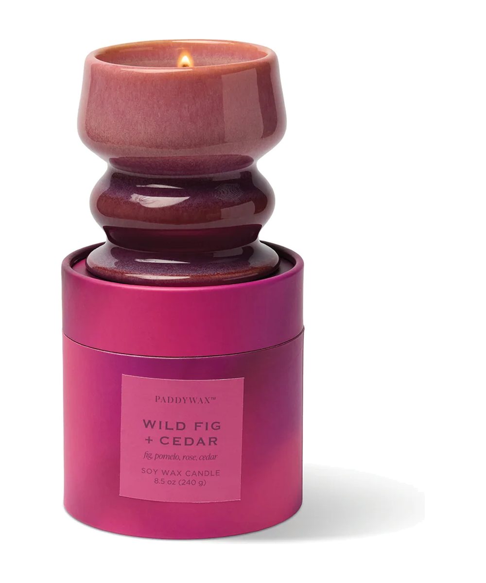 Vue détaillée de Bougie Melt Figue sauvage & cèdre - Violet & rose de la marque Paddywax, sur fond blanc