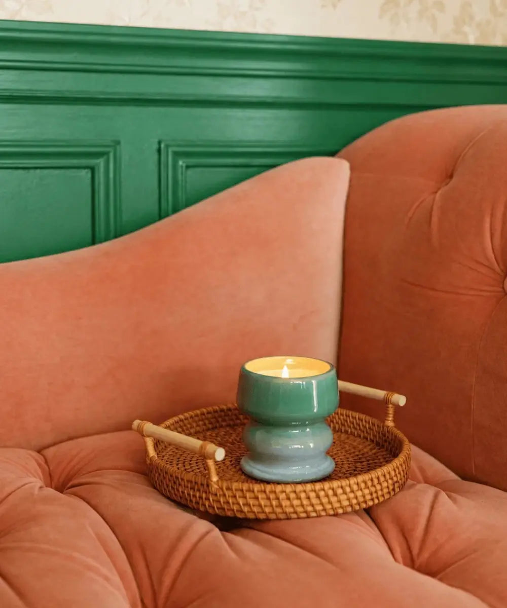Bougie parfumée en céramique émaillée bicolore fresh air and sea salt air marin et bois flotte collection Melt de Paddywax