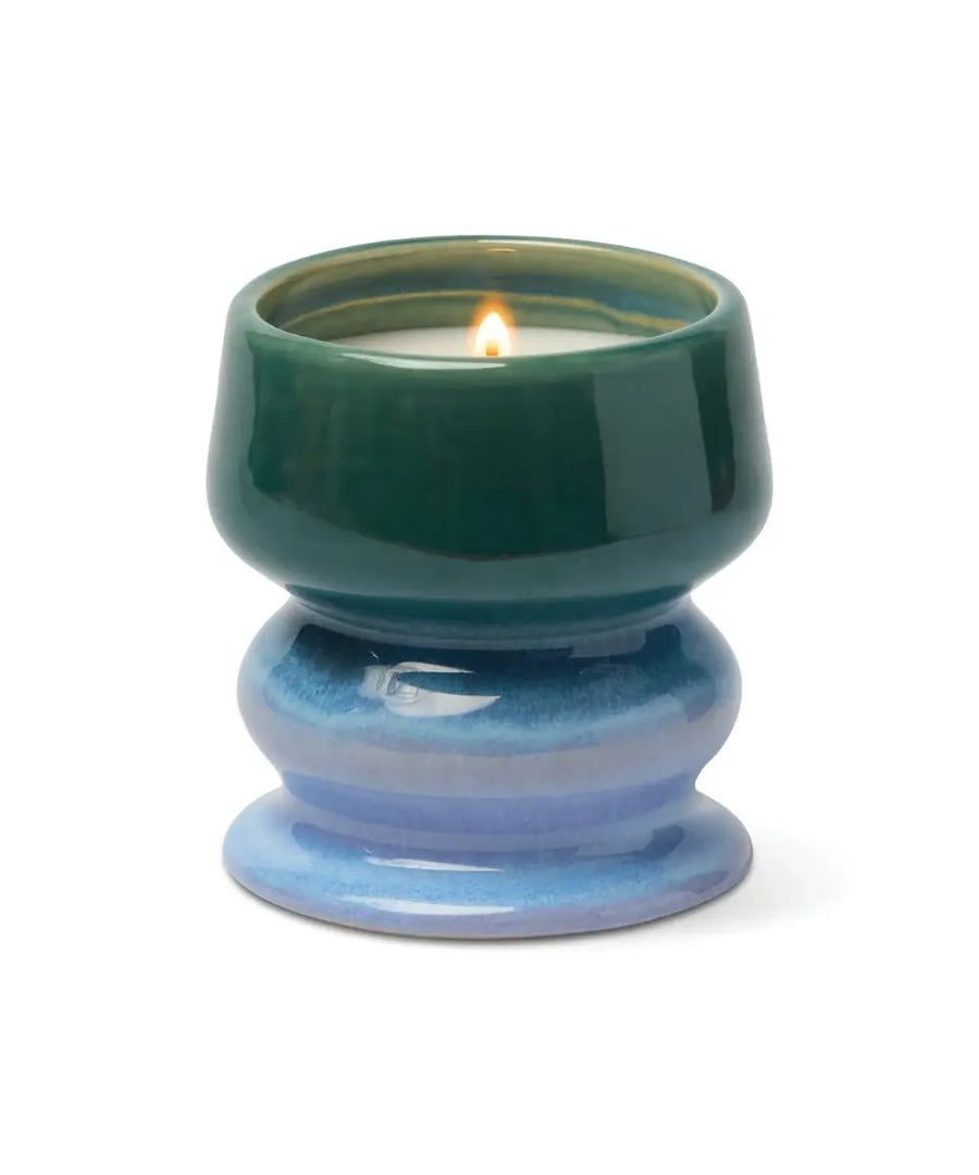 Bougie parfumée en céramique émaillée bicolore fresh air and sea salt air marin et bois flotte collection Melt de Paddywax