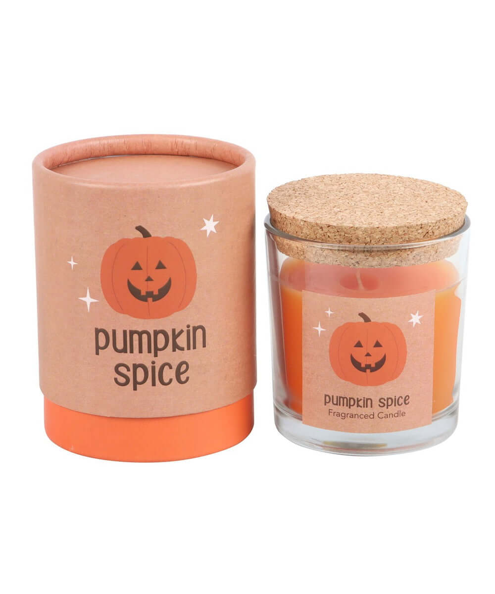 Bougie Pumpkin Spice citrouille sélection Merci Léonie, sur fond blanc, vue de face