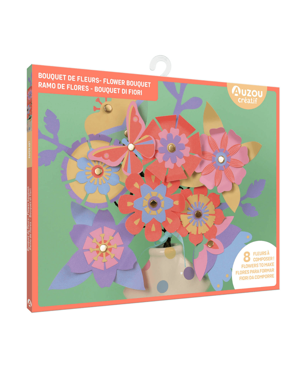 Ma pochette d'artiste - Bouquet de fleurs de Auzou sur fond blanc
